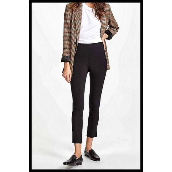 Rag & Bone Simone High Rise Slim Stretch Crop Pants Plain Front Rear Zip Black 6 - Picture 1 of 14